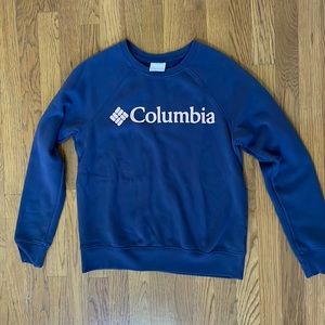 Women’s small Columbia crew neck sweatshirt navy with pink logo. EUC